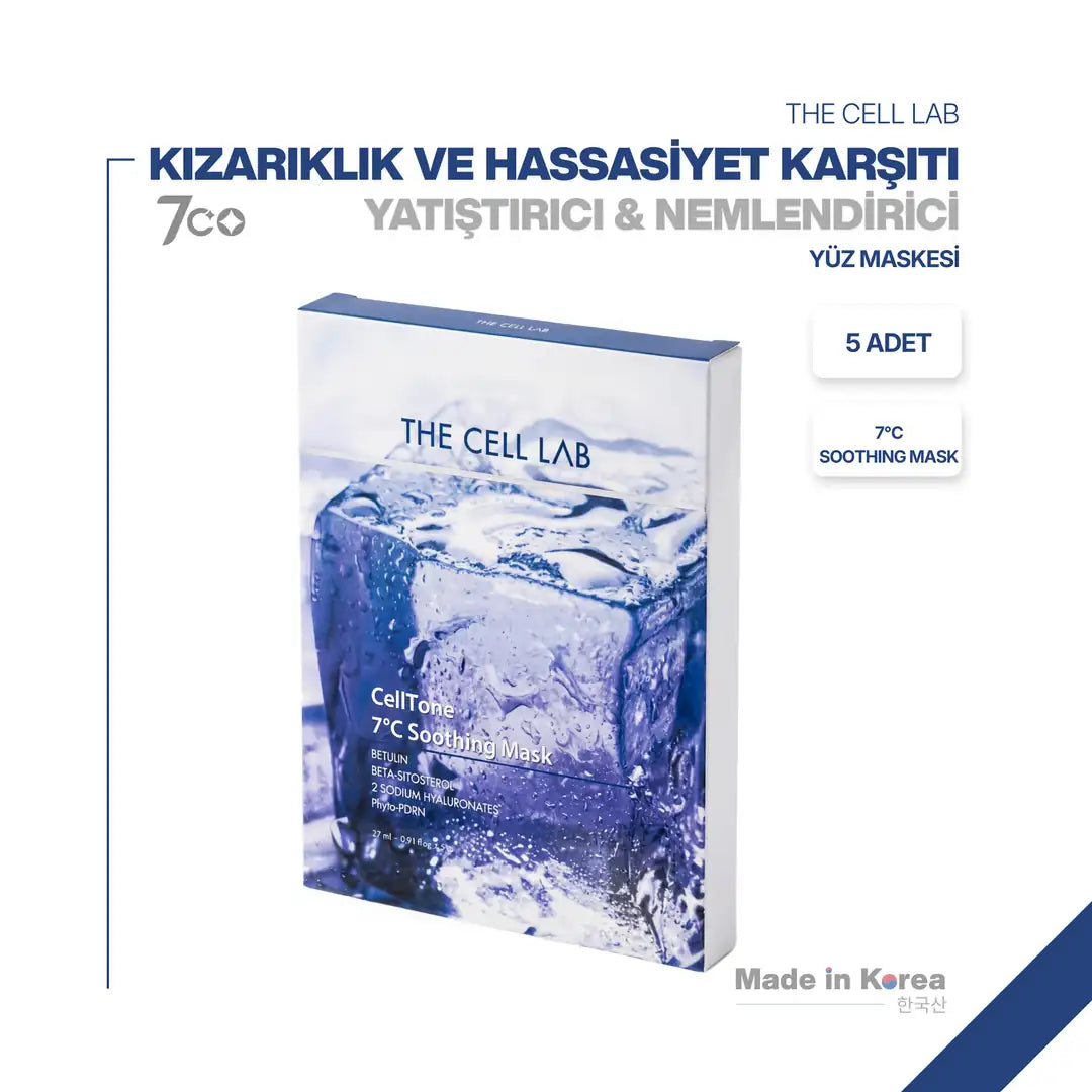 The Cell Lab Kızarıklık ve Hassasiyet Karşıtı Yatıştırıcı & Nemlendirici Yüz Maskesi (7°C SOOTHING) 5 ADET