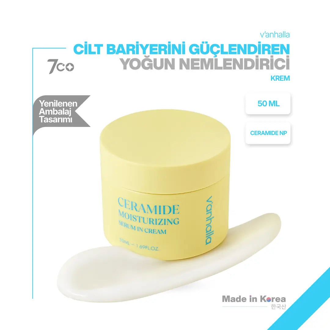 v'anhalla Bariyer Onarıcı Seramid İçerikli Serum Gücüyle Zenginleştirilmiş Yoğun Nemlendirici Yüz Kremi 50ml