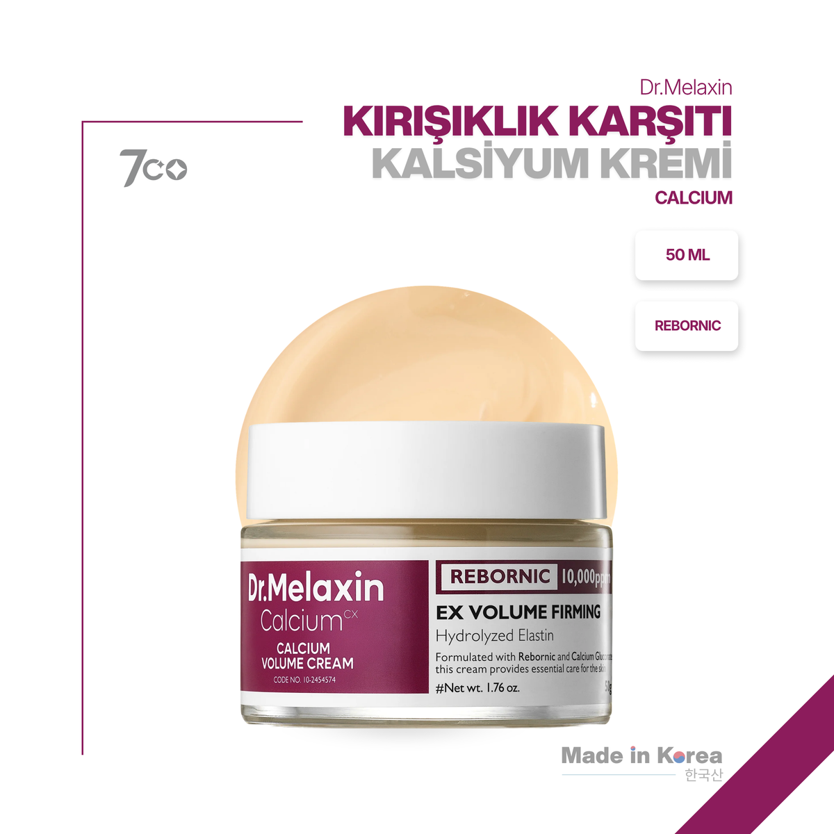 Dr.Melaxin Kırışıklık Karşıtı & Sıkılaştırıcı Rebornic Teknolojili Kalsiyum | Yüz & Göz Çevresi Kremi 50ml