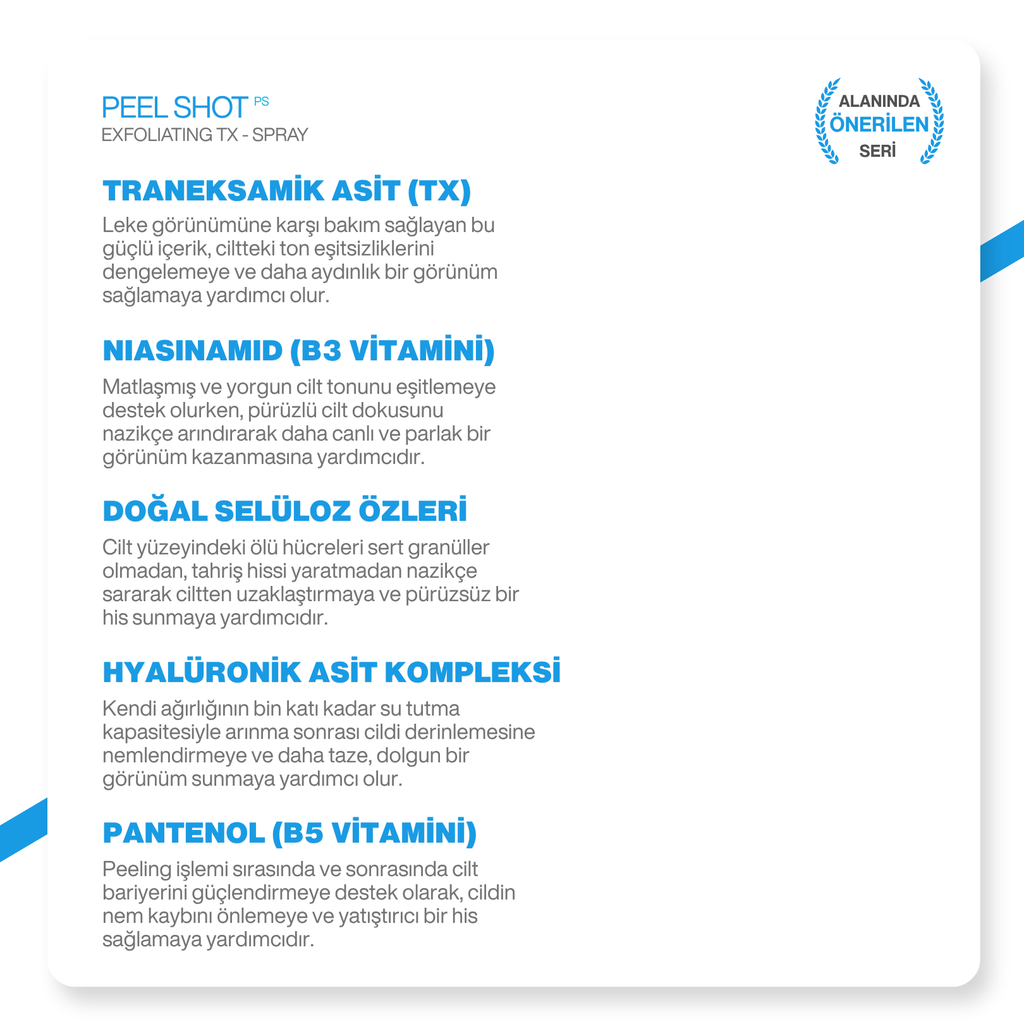 Leke Karşıtı | Aydınlatıcı | Traneksamik Asit içeren | TX Vücut Peeling Spreyi 200ml