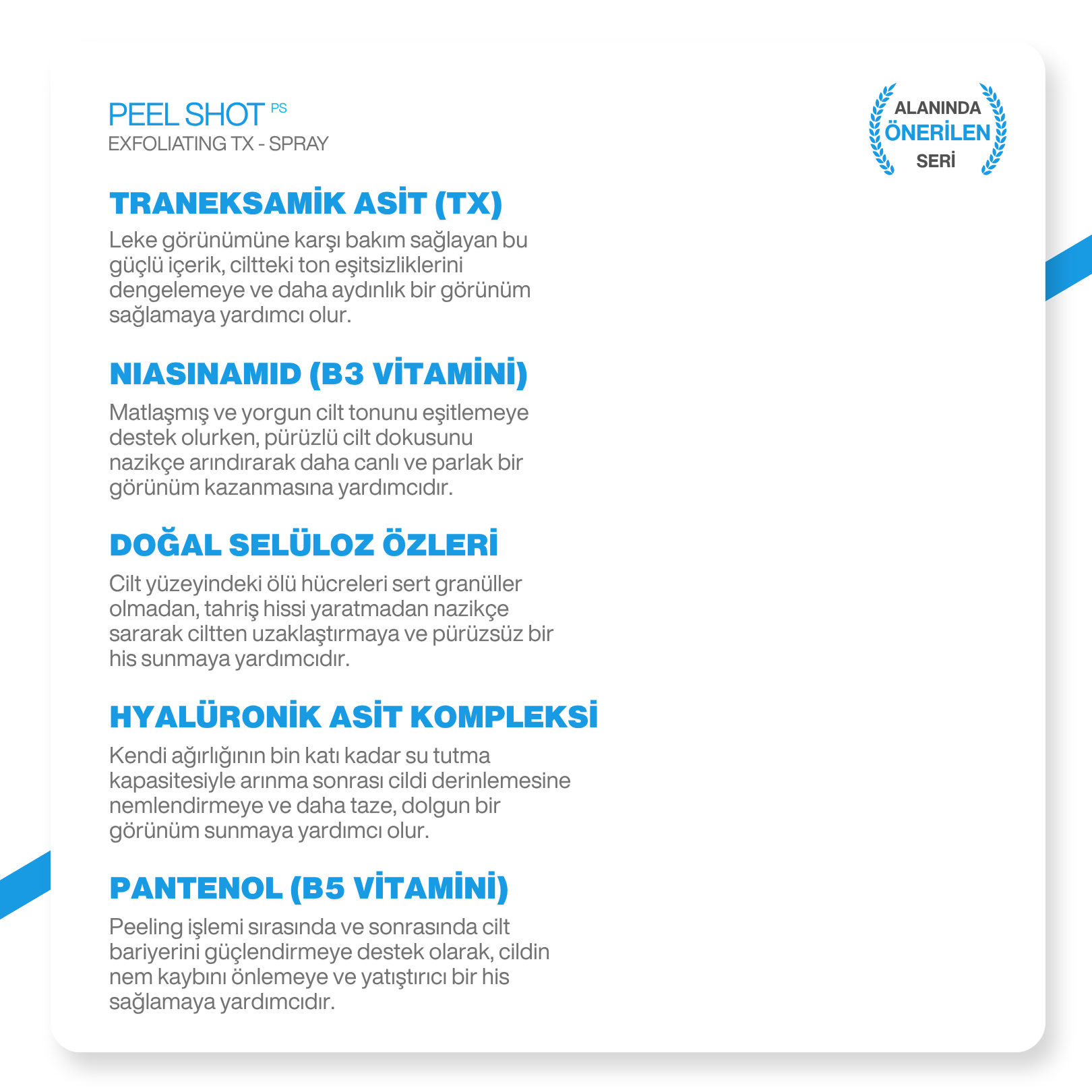 Leke Karşıtı | Aydınlatıcı | Traneksamik Asit içeren | TX Vücut Peeling Spreyi 200ml
