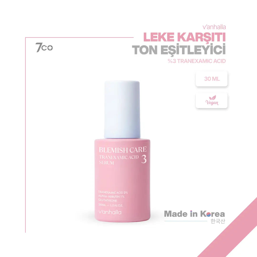 v'anhalla Koyu Leke Karşıtı | %3 Traneksamik Asit | Cilt Tonu Eşitleyici | Aydınlatıcı Serum 30ml
