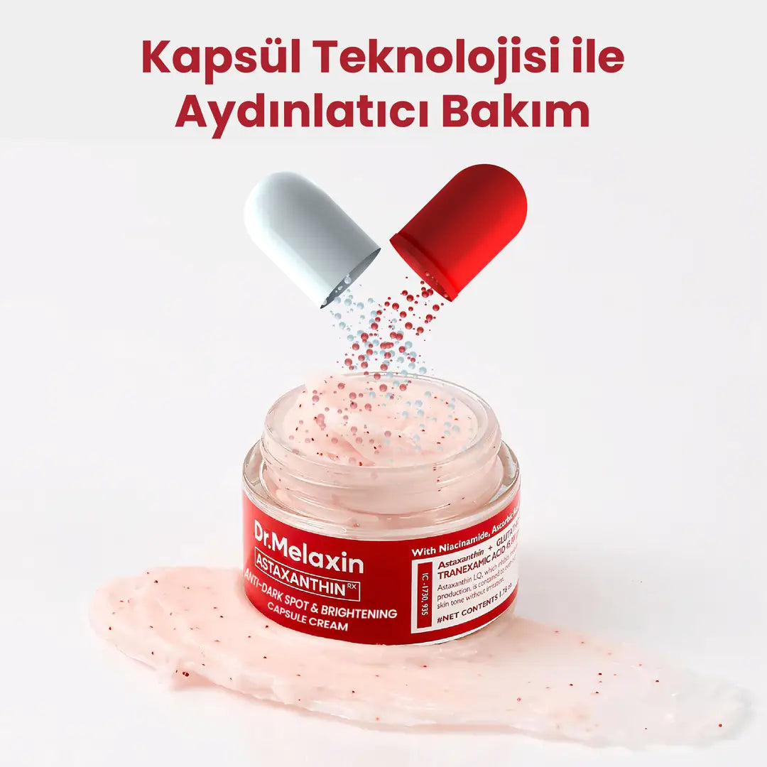 Dr.Melaxin Leke Karşıtı Kapsül Krem – Astaxanthin Içerikli, Cilt Tonu Eşitleyici Aydınlatıcı Bakım 50ml