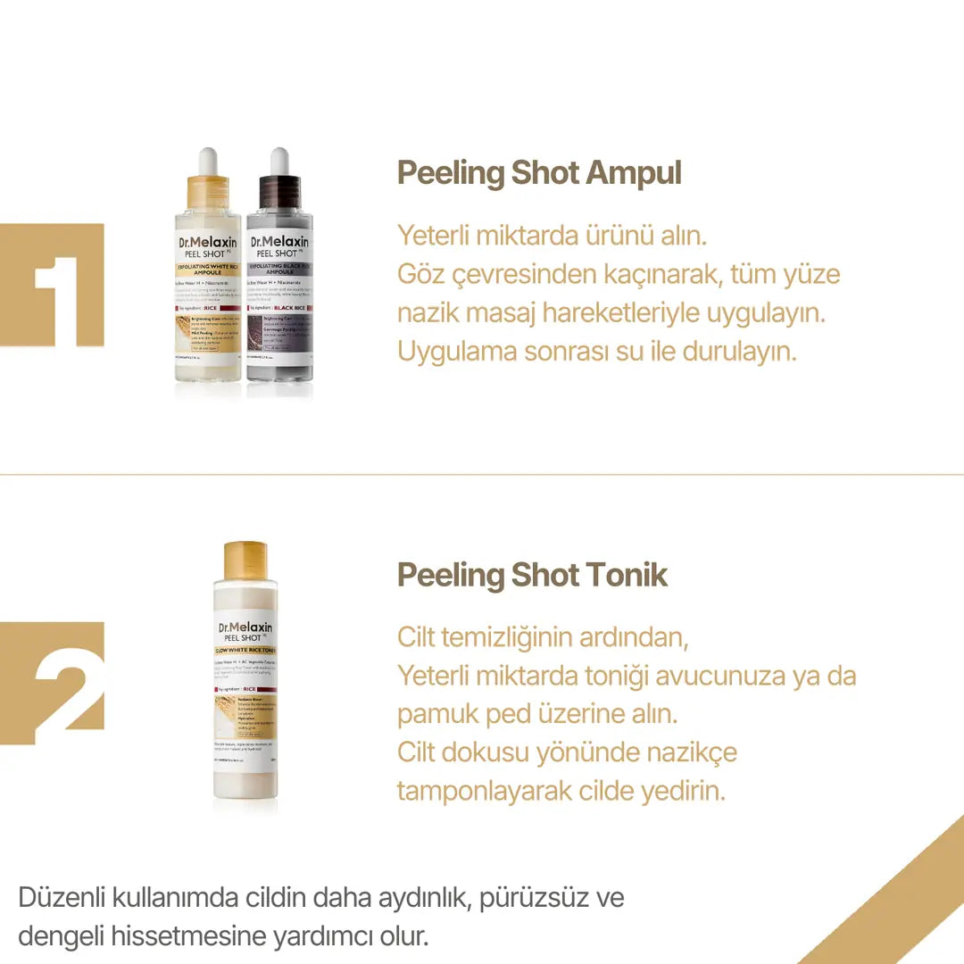 Dr.Melaxin Peel Shot Arındırıcı ve Aydınlatıcı Pirinç Peeling Ampül Seti