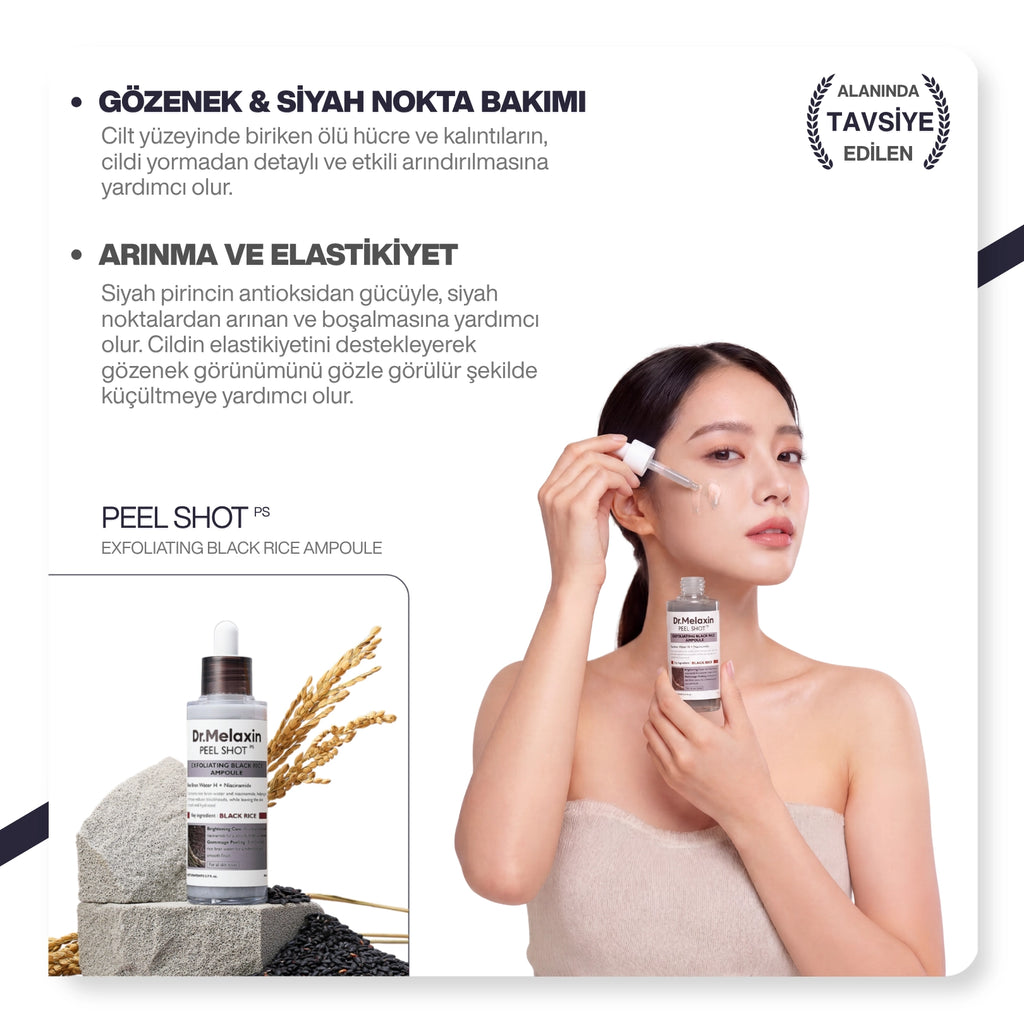 Dr.Melaxin Siyah Pirinç Özlü Gözenek & Siyah Nokta Karşıtı Arındırıcı Peeling Serum 80ml
