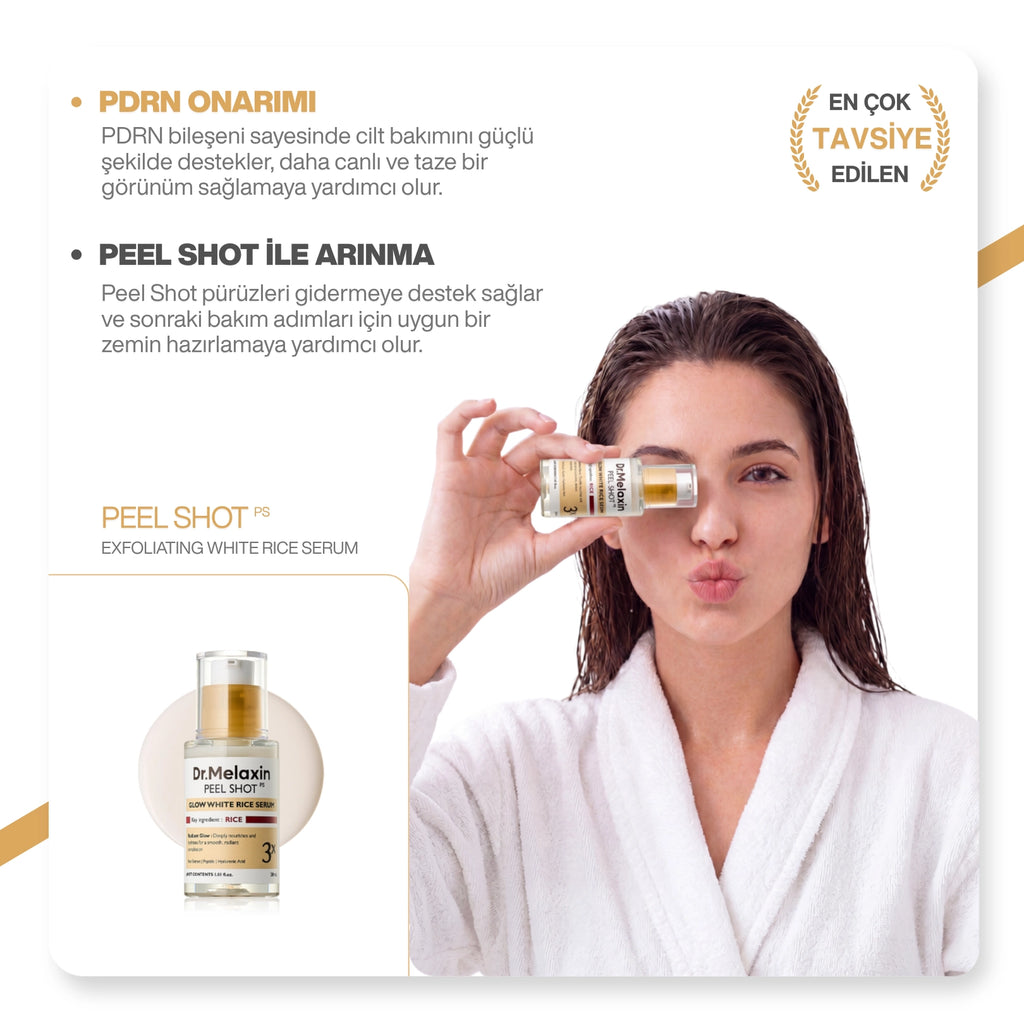 Dr.Melaxin Pirinç ve PDRN İçerikli Pürüzsüzleştirici Cam Cilt Etkili Serum 30 ml