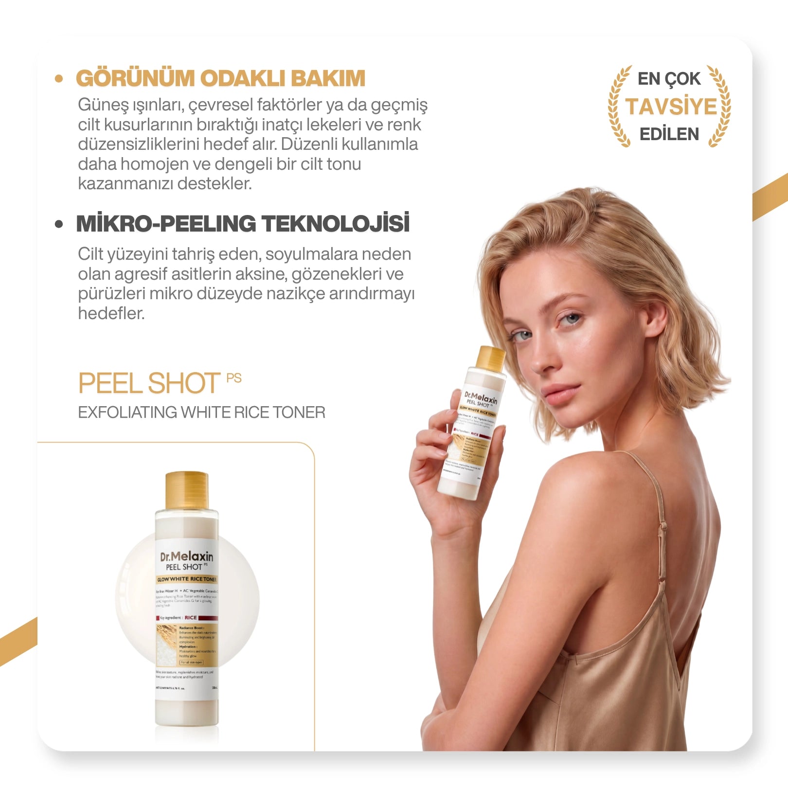 Dr.Melaxin Peel Shot Seramid İçeren Arındıcı & Aytınlatıcı Pirinç Özlü Tonik