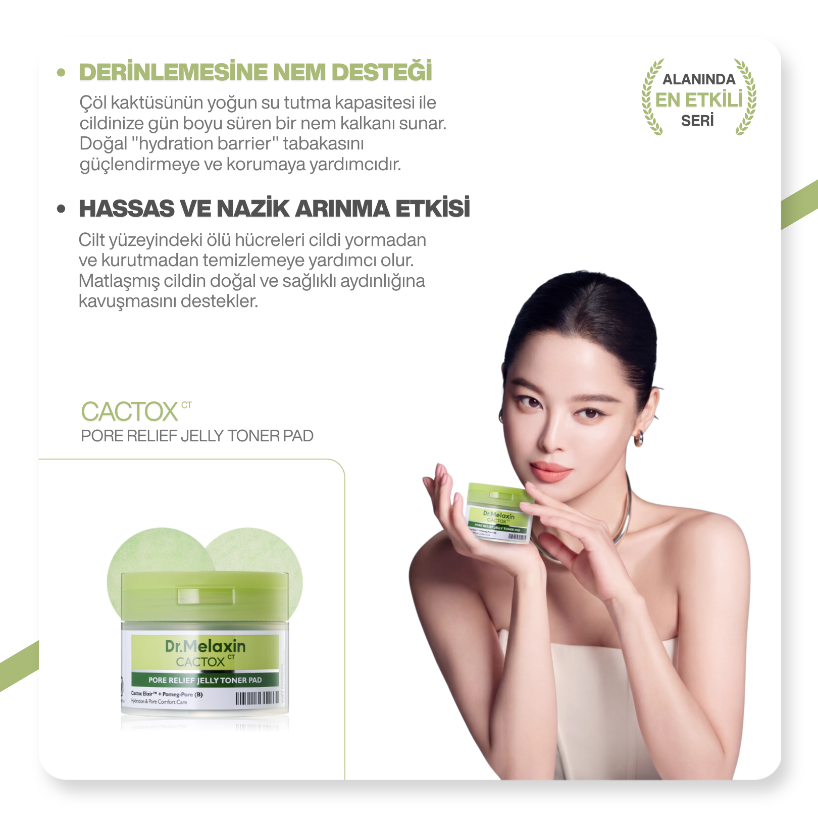 Cactox Gözenek Sıkılaştırıcı | Siyah Nokta Karşıtı | Arındırıcı Jel Tonik Pedi 60 Adet