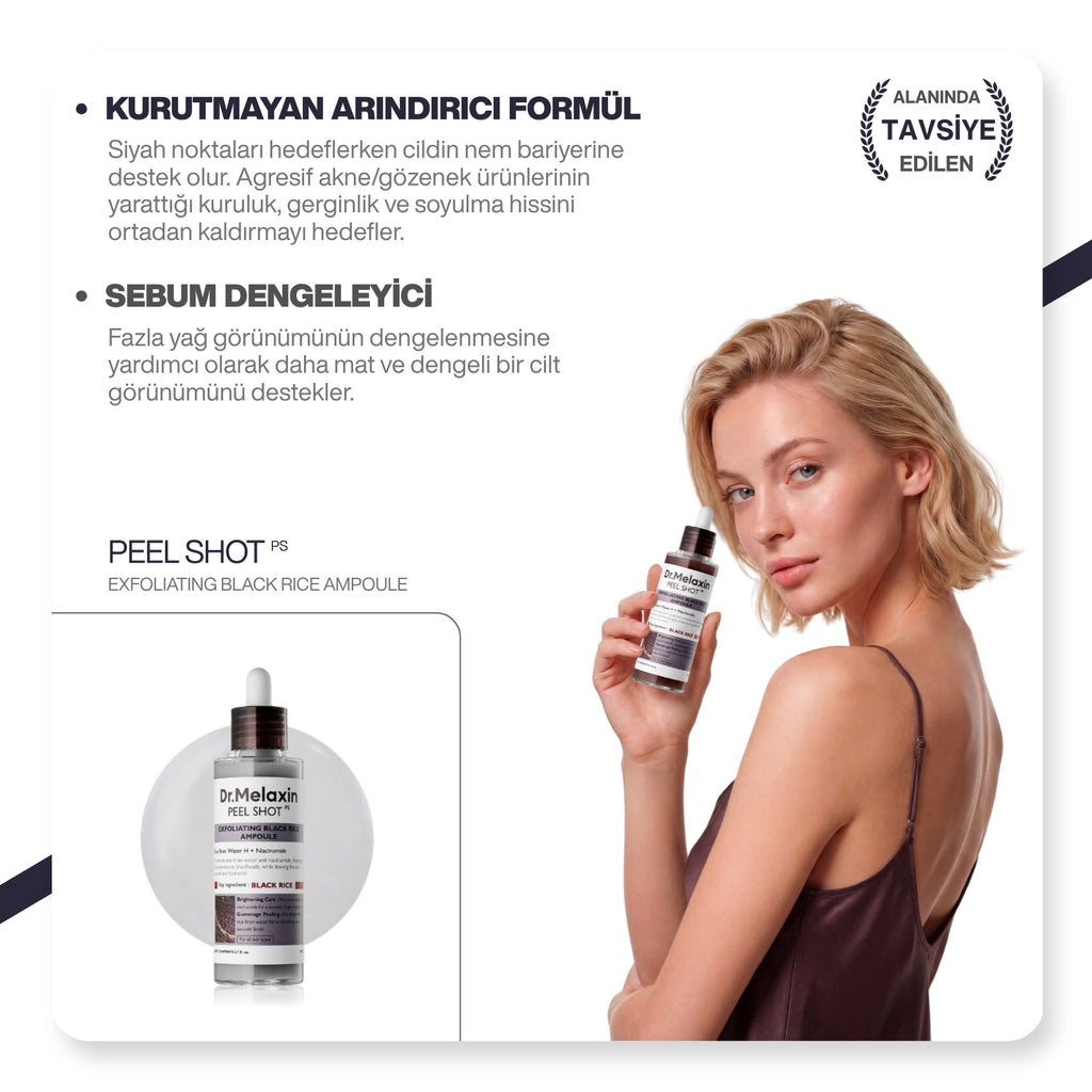 Dr.Melaxin Siyah Pirinç Özlü Gözenek & Siyah Nokta Karşıtı Arındırıcı Peeling Serum 80ml