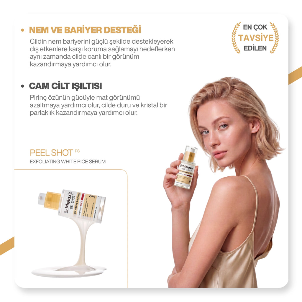 Dr.Melaxin Pirinç ve PDRN İçerikli Pürüzsüzleştirici Cam Cilt Etkili Serum 30 ml