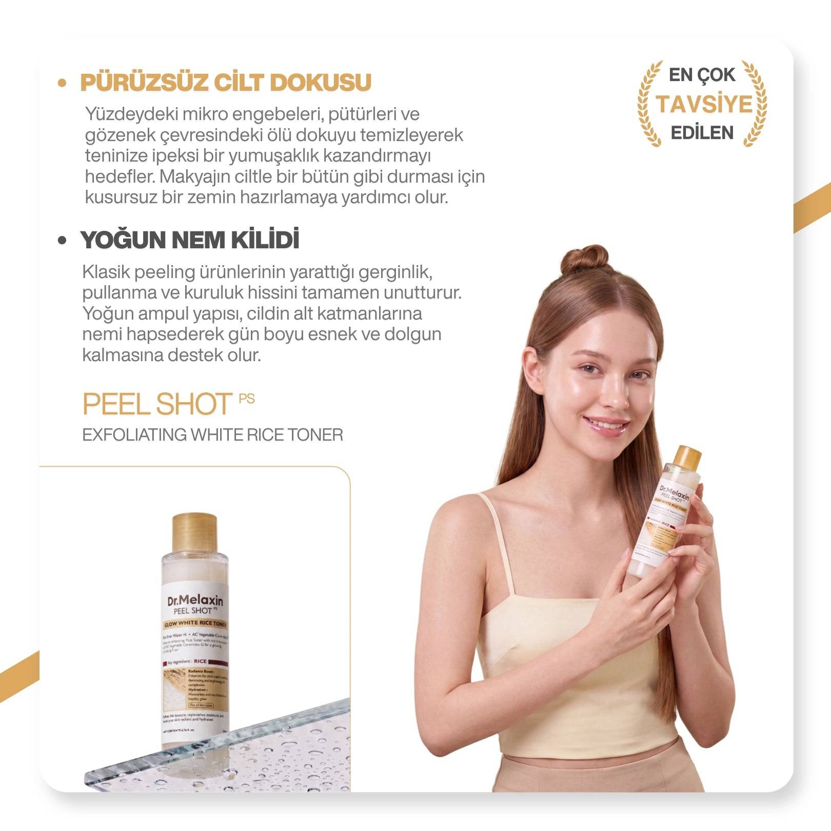 Dr.Melaxin Peel Shot Seramid İçeren Arındıcı & Aytınlatıcı Pirinç Özlü Tonik