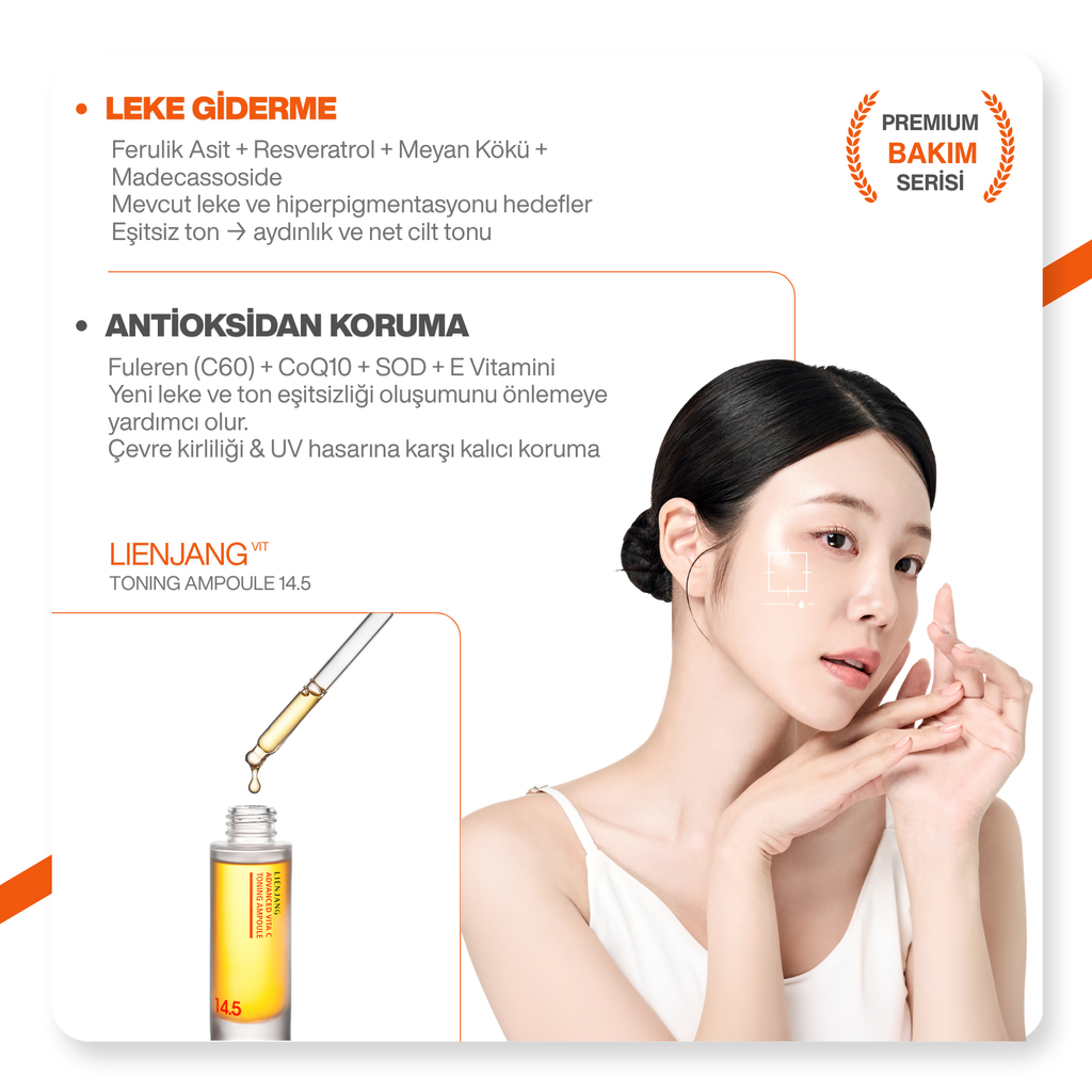 %14.5 Saf C Vitamini & Glutatyon | Leke & Kırışıklık Karşıtı |Yoğun Aydınlatıcı | Ton Eşitleyici Ampül 15 ml