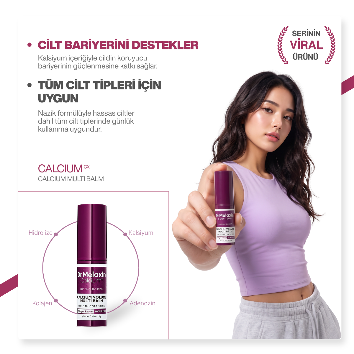 Dr.Melaxin Kalsiyum İçerikli | Kırışıklık Karşıtı | Sıkılaştırıcı | Multi Balm 9gr