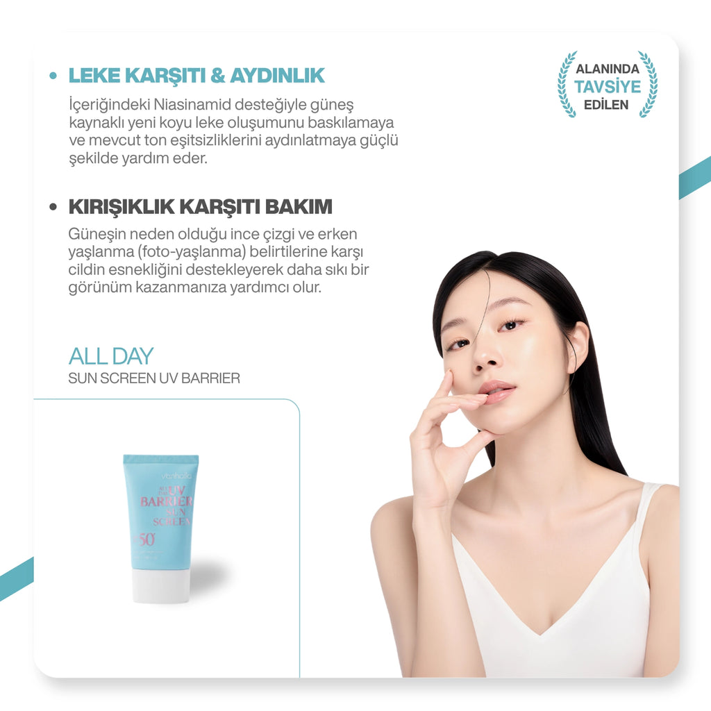 v'anhalla Yüksek UV Koruma | Kırışıklık Karşıtı | Aydınlatıcı Güneş Kremi SPF50+ / PA++++ 50ml