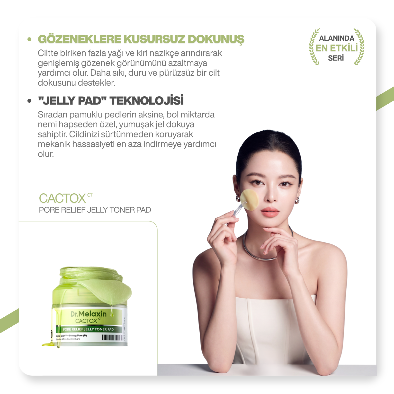 Cactox Gözenek Sıkılaştırıcı | Siyah Nokta Karşıtı | Arındırıcı Jel Tonik Pedi 60 Adet