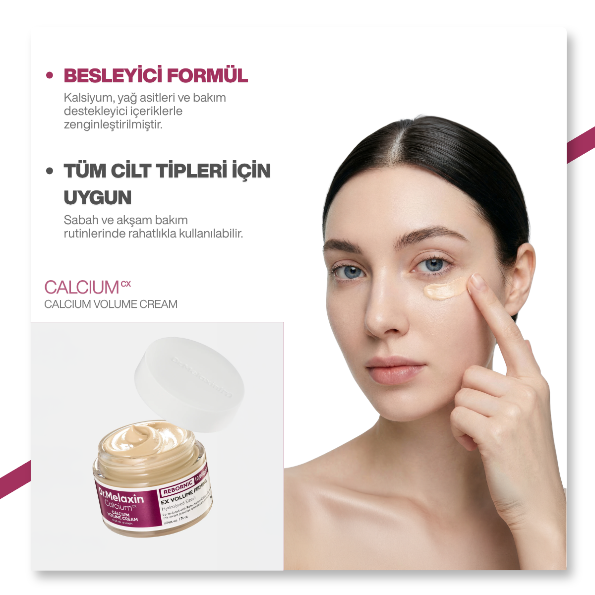 Dr.Melaxin Kırışıklık Karşıtı & Sıkılaştırıcı Rebornic Teknolojili Kalsiyum | Yüz & Göz Çevresi Kremi 50ml