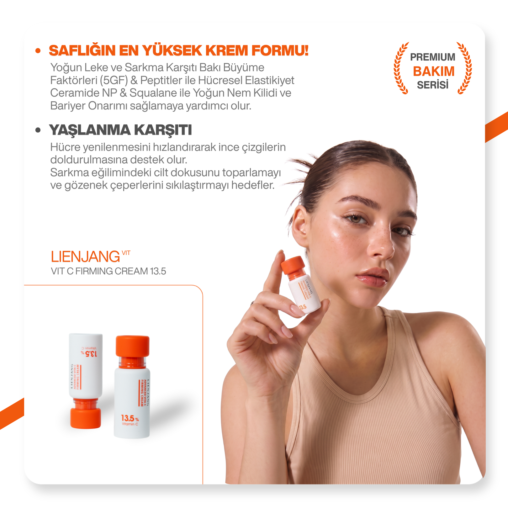 %13.5 Saf C Vitamini & Peptit |Leke & Kırışıklık Karşıtı |Yoğun Aydınlatıcı | Ton Eşitleyici Krem 15 ml