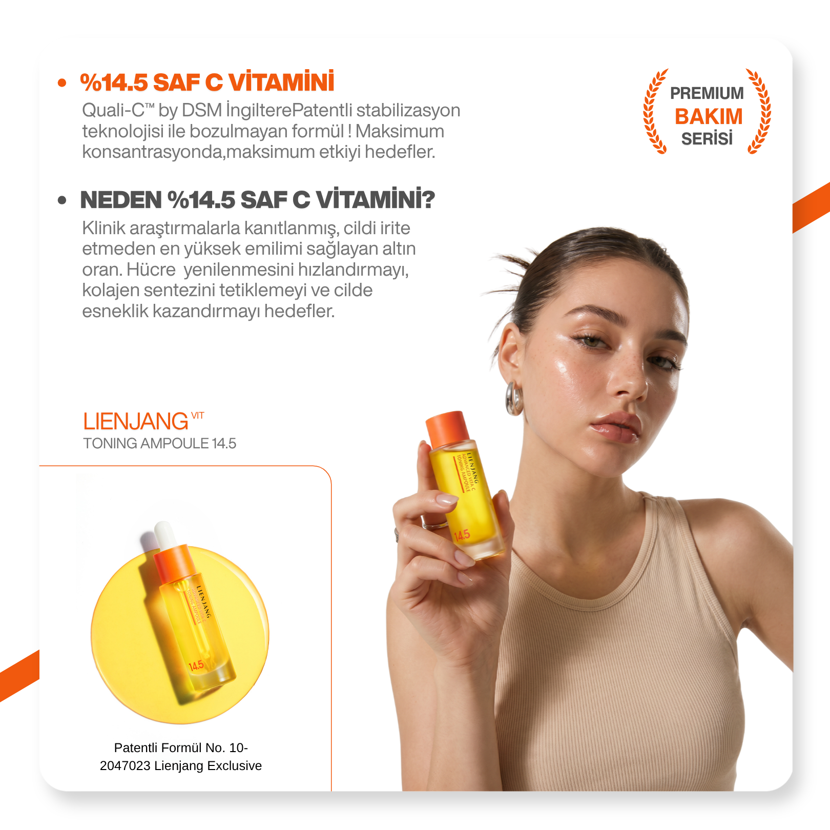 %14.5 Saf C Vitamini & Glutatyon | Leke & Kırışıklık Karşıtı |Yoğun Aydınlatıcı | Ton Eşitleyici Ampül 15 ml