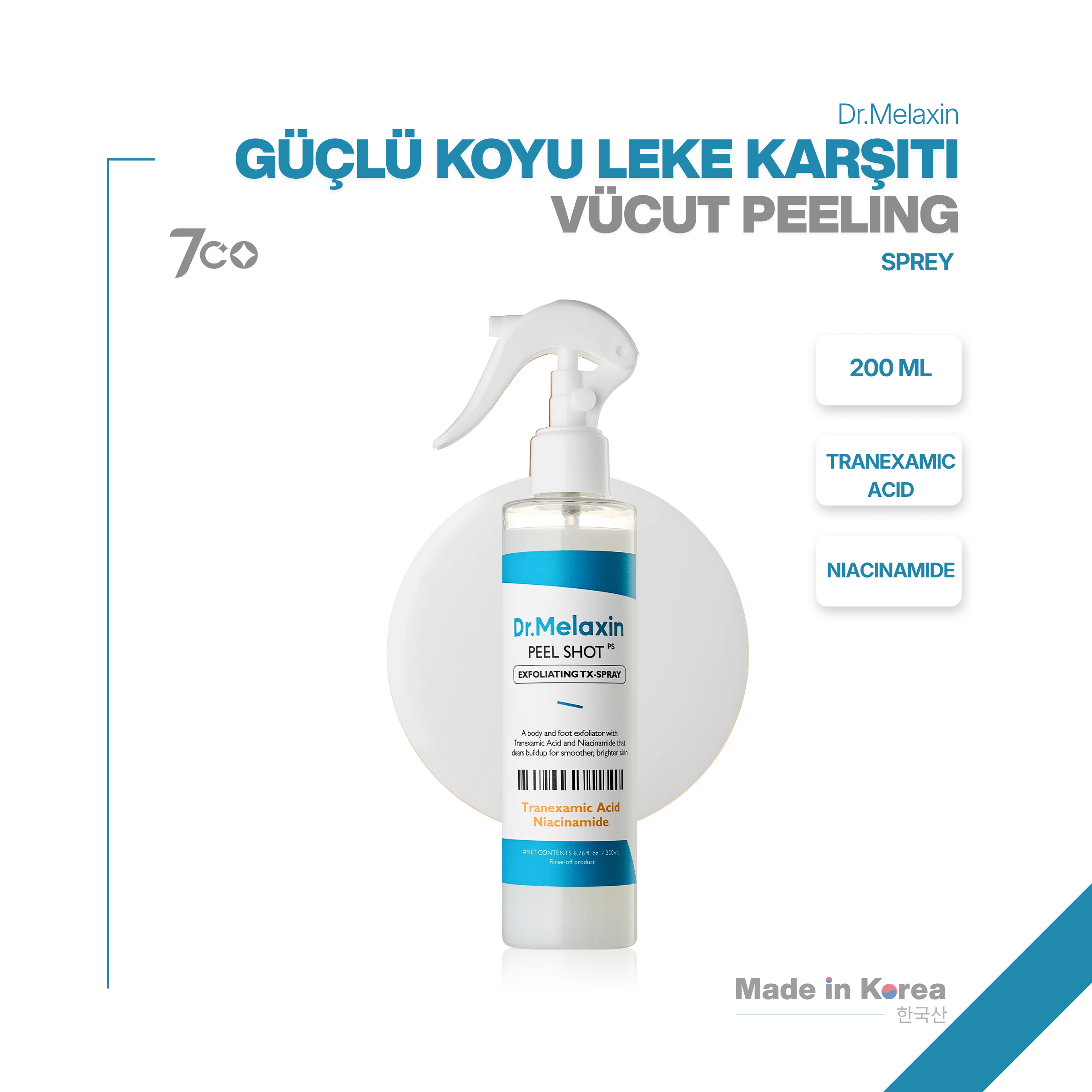 Leke Karşıtı | Aydınlatıcı | Traneksamik Asit içeren | TX Vücut Peeling Spreyi 200ml