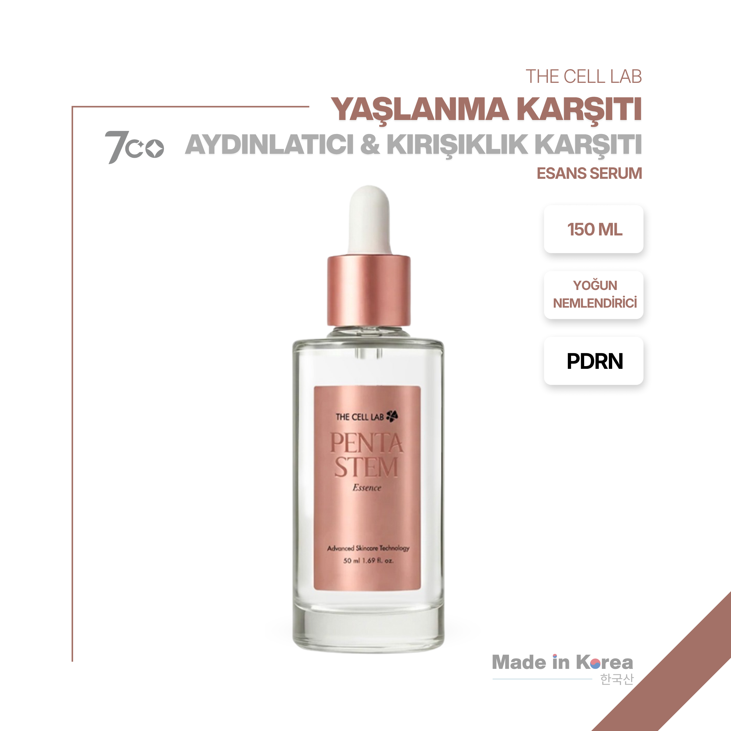 PDRN +Hücre Teknolojisi | Bariyer Onarıcı | Kırışıklık Karşıtı|Beyazlatıcı &Nemlendirici Esans 50ml