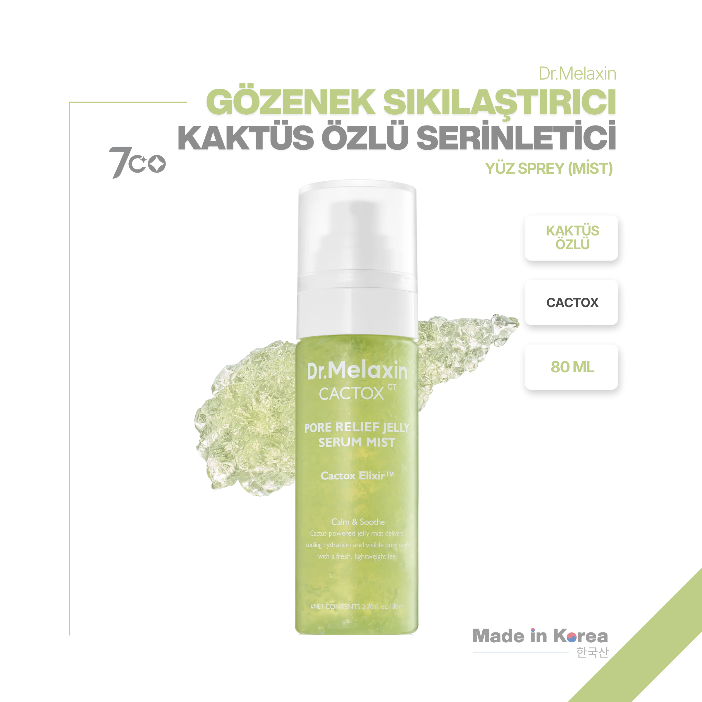 Gözenek Sıkılaştırıcı | Kaktüs Özlü | Serinletici Jel Sprey Serum Mist 80 ml