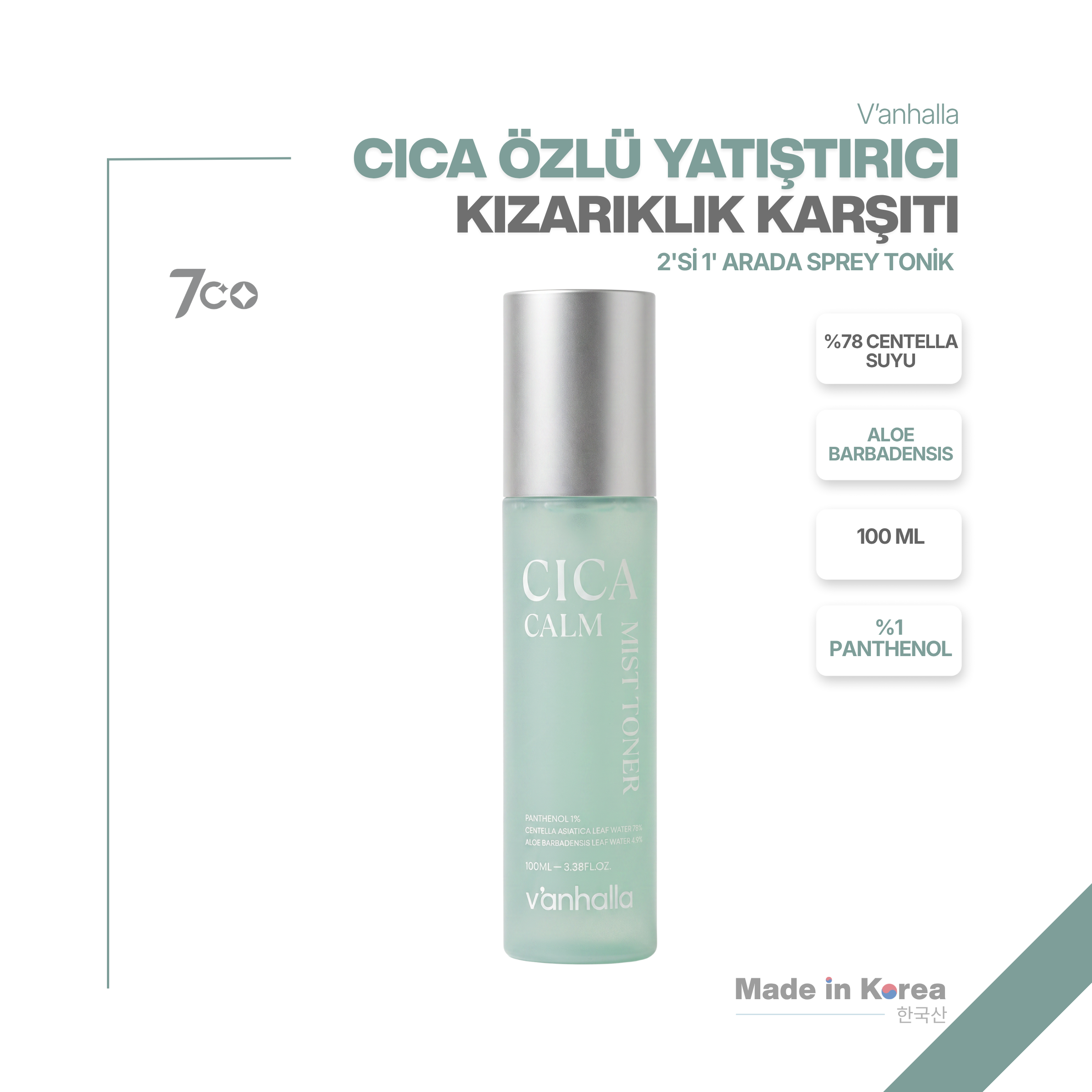 v'anhalla Cica Özlü Yoğun Nemlendirici Hassasiyet Karşıtı Mist Tonik 100ml