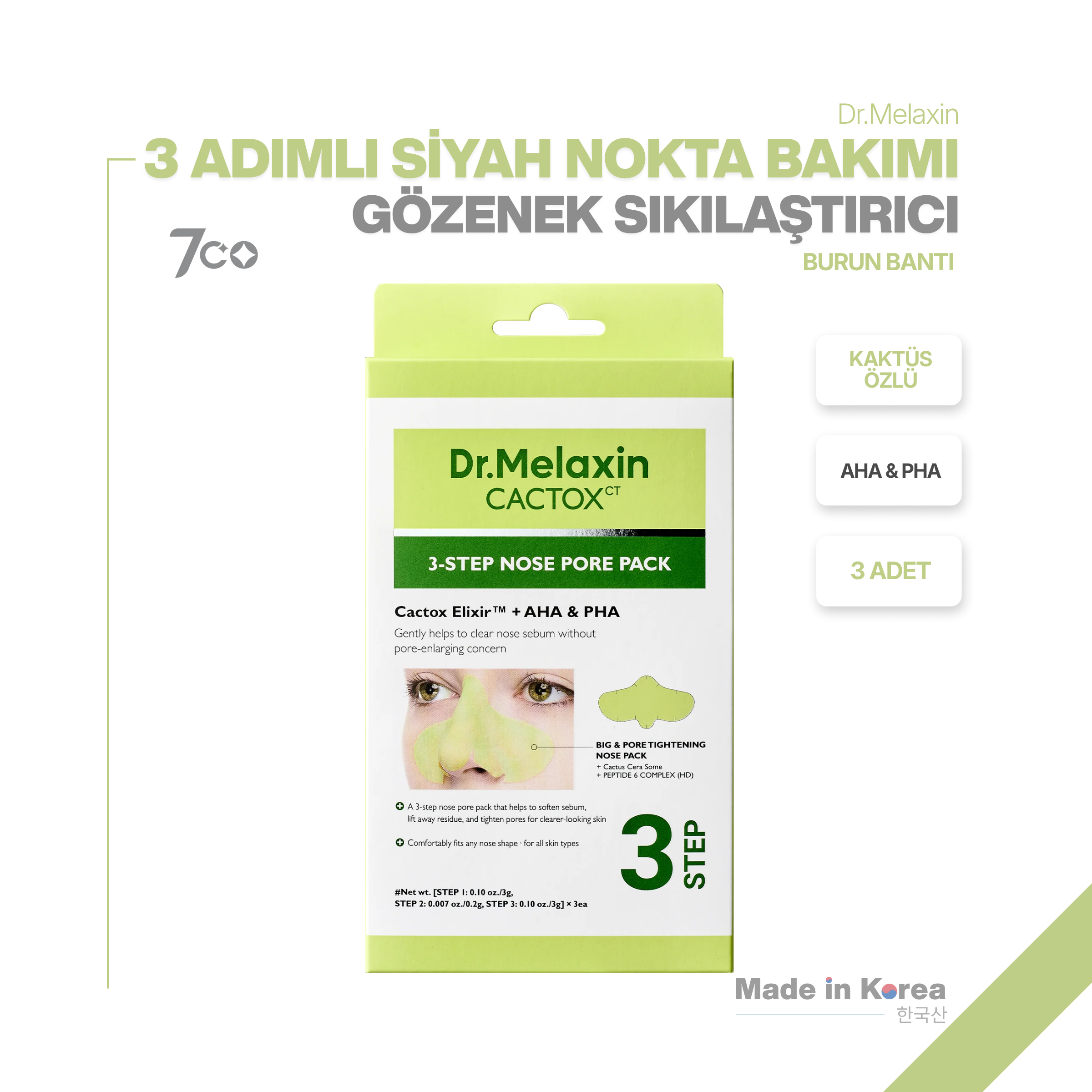 3 Aşamalı Siyah Nokta Temizleyici ve Gözenek Sıkılaştırıcı Burun Bandı Seti