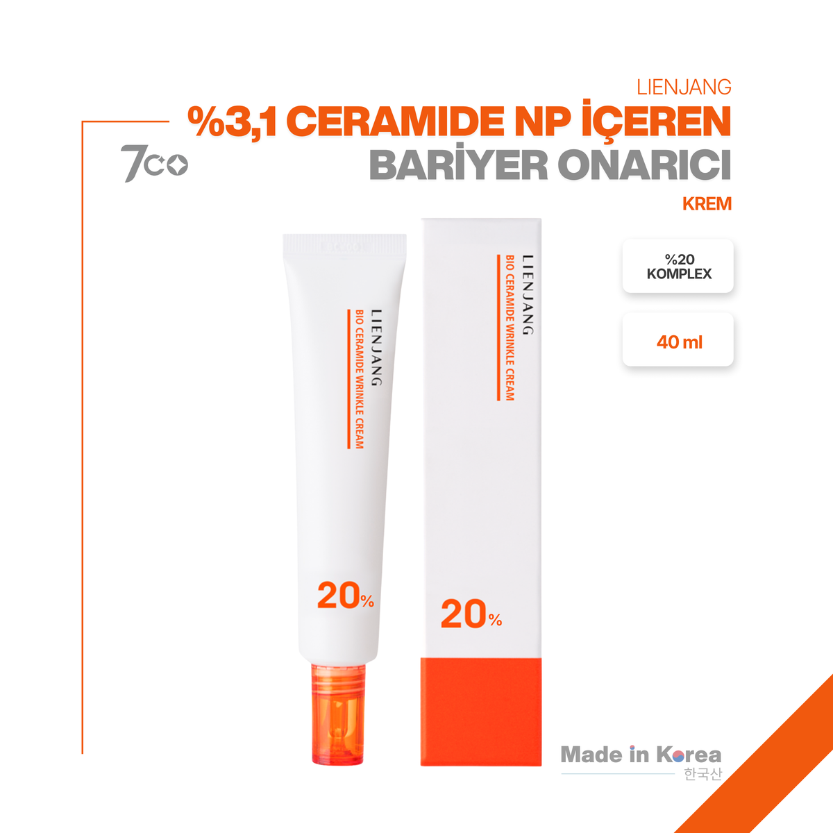 Lienjang %3,1 Ceramide NP İçeren | Bariyer Onarıcı | Yaşlanma Karşıtı | Klinik Bakım Kremi | 40 ML