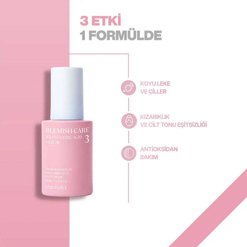 v'anhalla Koyu Leke Karşıtı | %3 Traneksamik Asit | Cilt Tonu Eşitleyici | Aydınlatıcı Serum 30ml