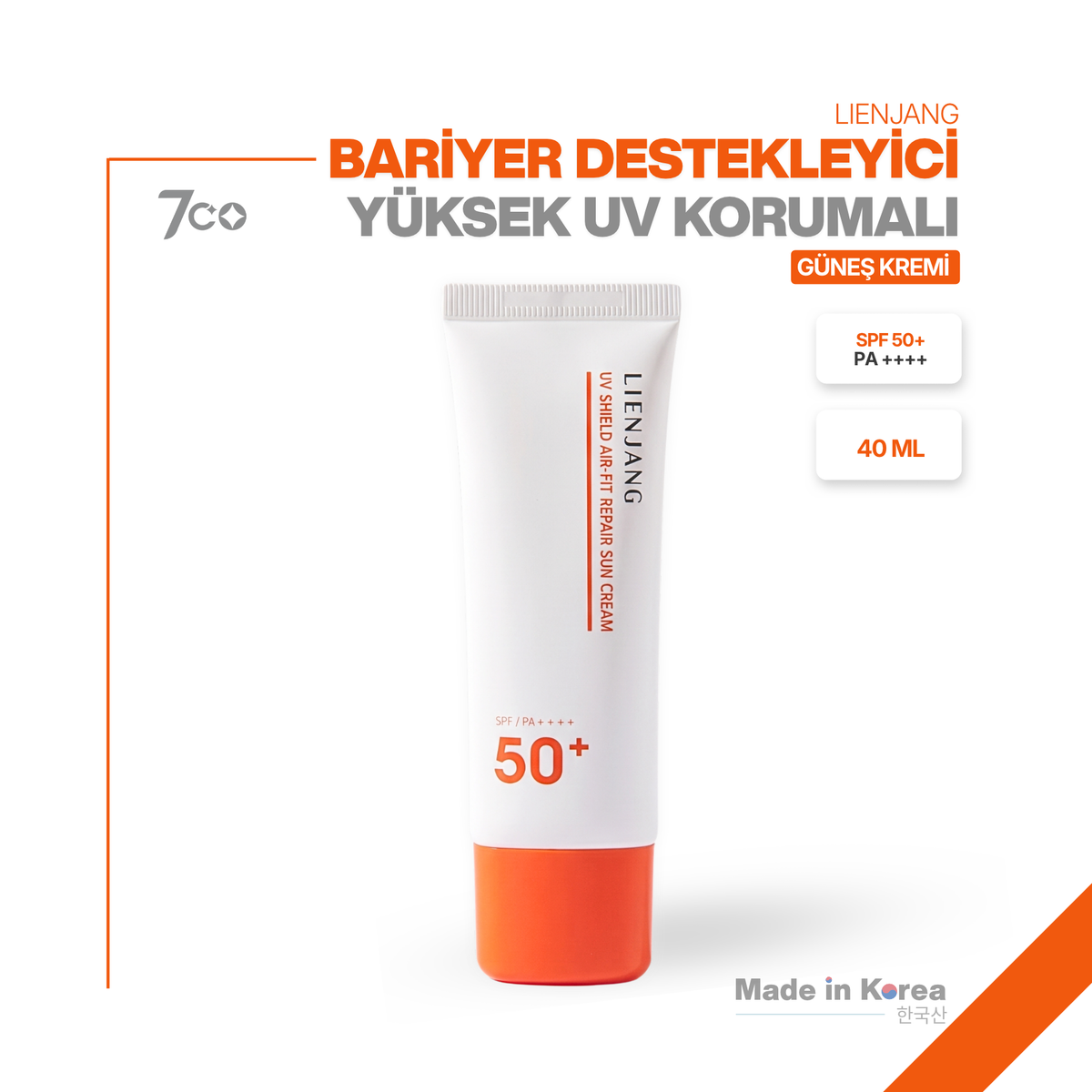 Yüksek UV Korumalı | Bariyer Destekleyici | Seramid İçeren | Güneş Kremi | SPF50+ PA++++ | 40 ml