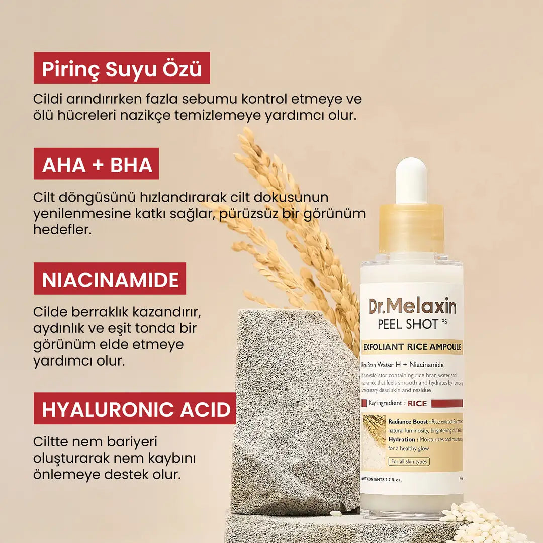Dr.Melaxin Aydınlatıcı & Leke Karşıtı | Pirinç Özlü Peeling Serum (Peel Shot) 80ml