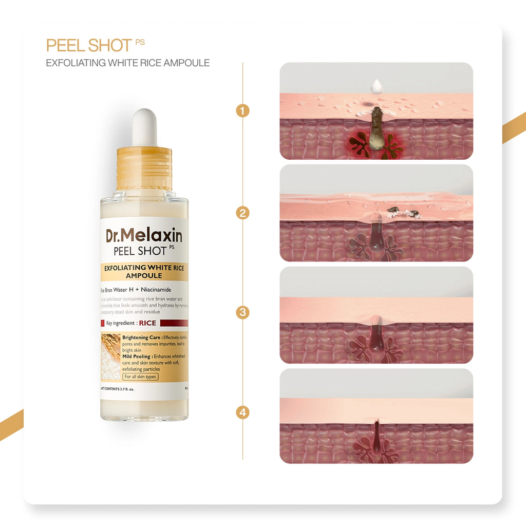 Dr.Melaxin Aydınlatıcı & Leke Karşıtı | Pirinç Özlü Peeling Serum (Peel Shot) 80ml