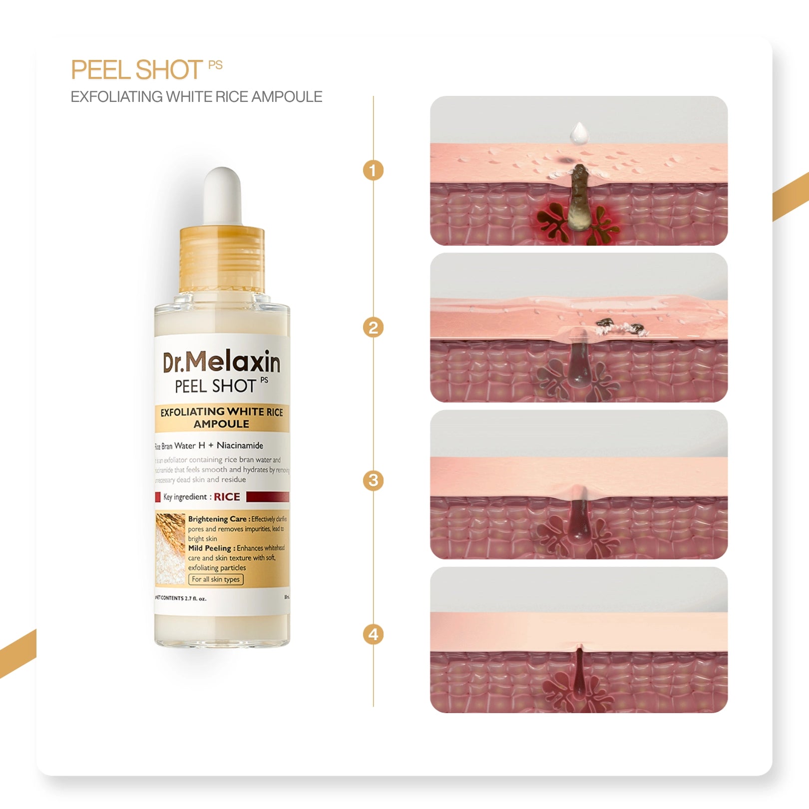 Dr.Melaxin Aydınlatıcı & Leke Karşıtı | Pirinç Özlü Peeling Serum (Peel Shot) 80ml