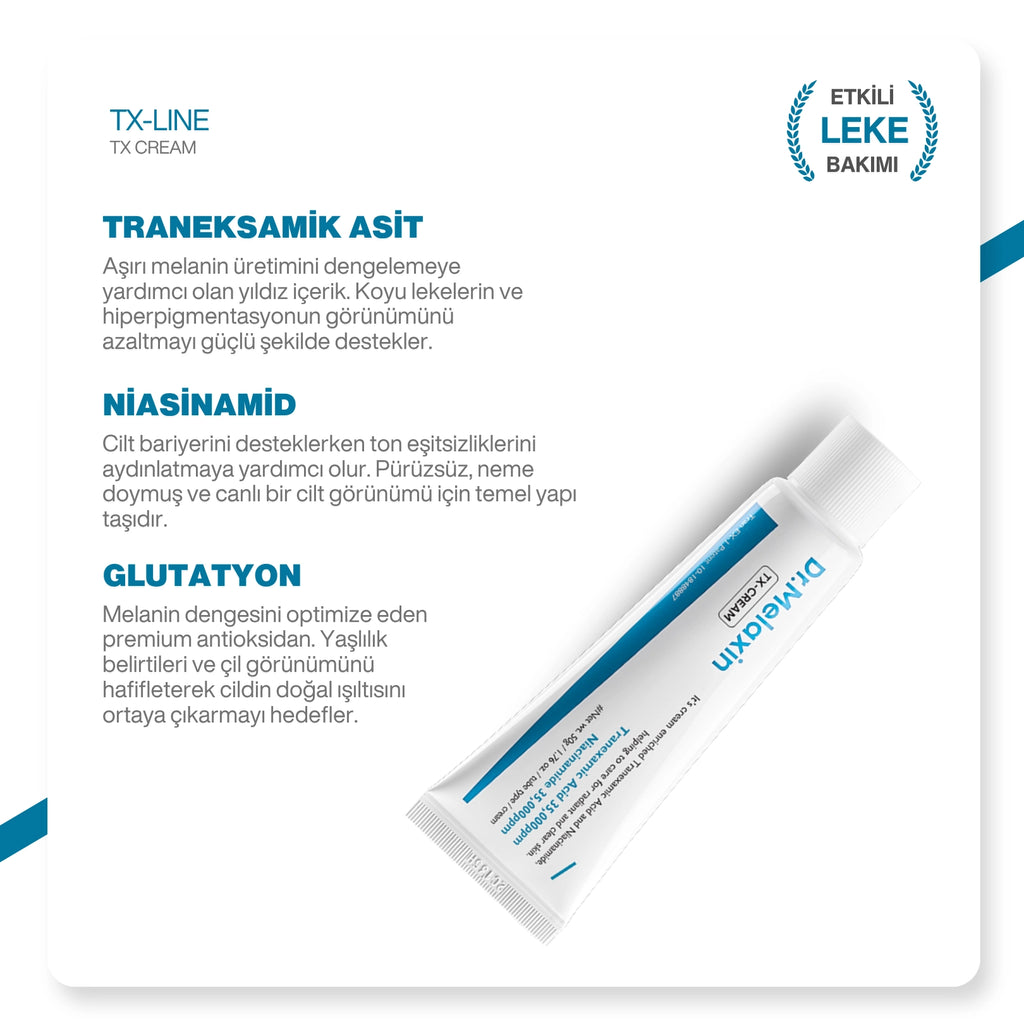 Dr.Melaxin TX Leke Karşıtı Yüz Kremi – Traneksamik Asit & Niasinamid İçerikli 50ml