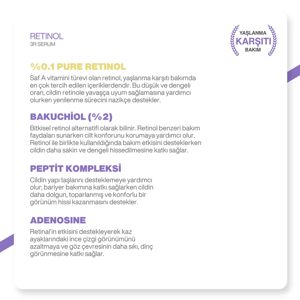 v'anhalla Retinol 3R |Yaşlanma & Kırışıklık Karşıtı | Sıkılaştırıcı Serum 30ml