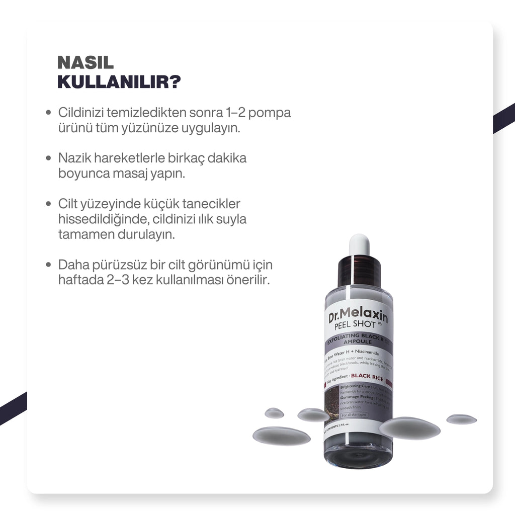 Dr.Melaxin Siyah Pirinç Özlü Gözenek & Siyah Nokta Karşıtı Arındırıcı Peeling Serum 80ml