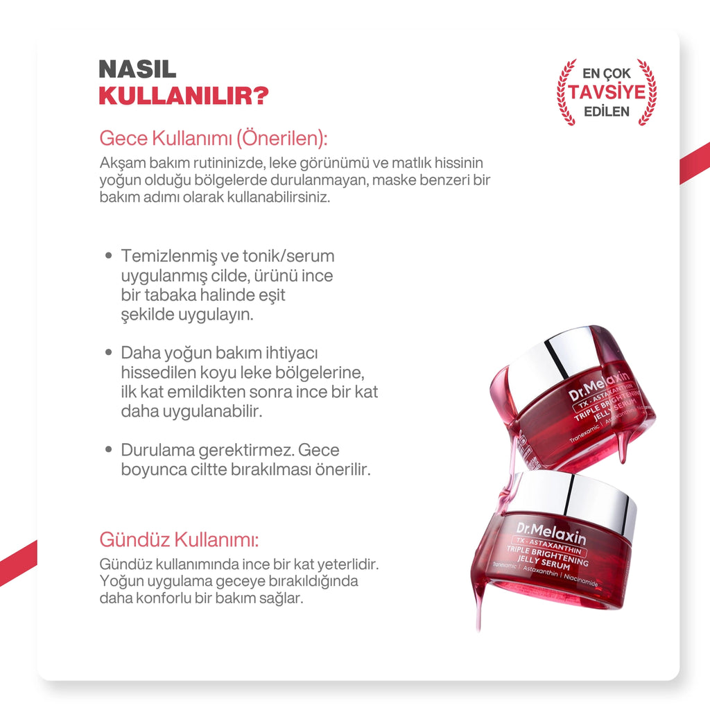 Dr.Melaxin Leke Karşıtı Jel Serum | Tranexamic + Astaxanthin + Niacinamide | 3 Etki Tek Formül 30ml