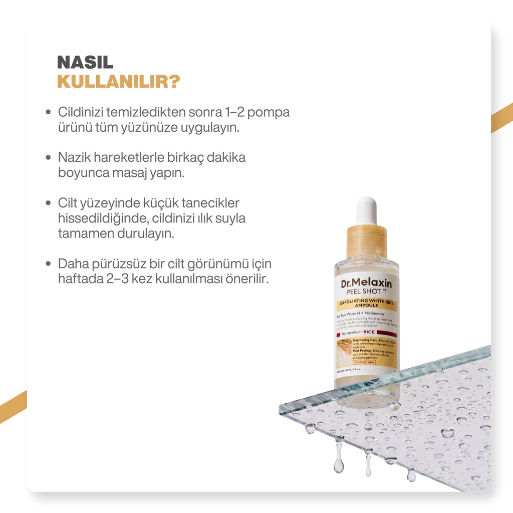 Dr.Melaxin Aydınlatıcı & Leke Karşıtı | Pirinç Özlü Peeling Serum (Peel Shot) 80ml