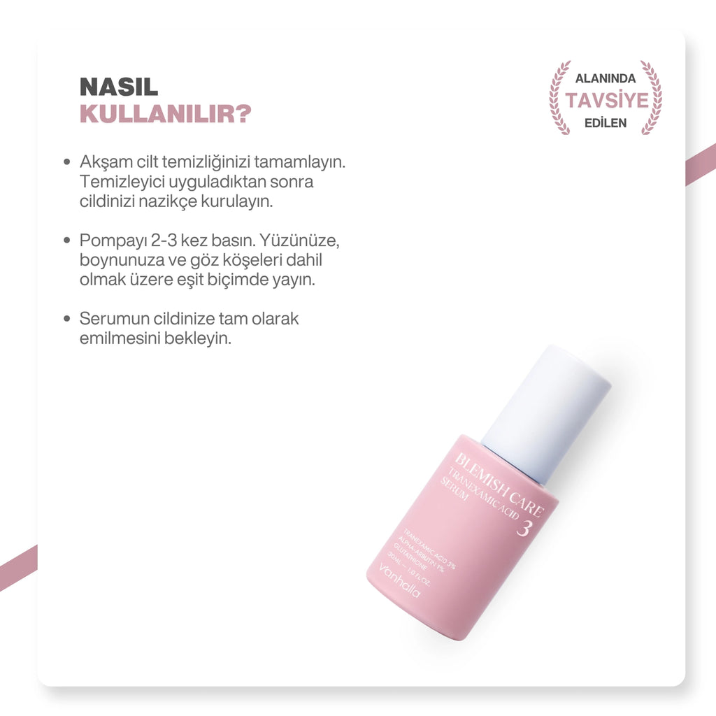 v'anhalla Koyu Leke Karşıtı | %3 Traneksamik Asit | Cilt Tonu Eşitleyici | Aydınlatıcı Serum 30ml
