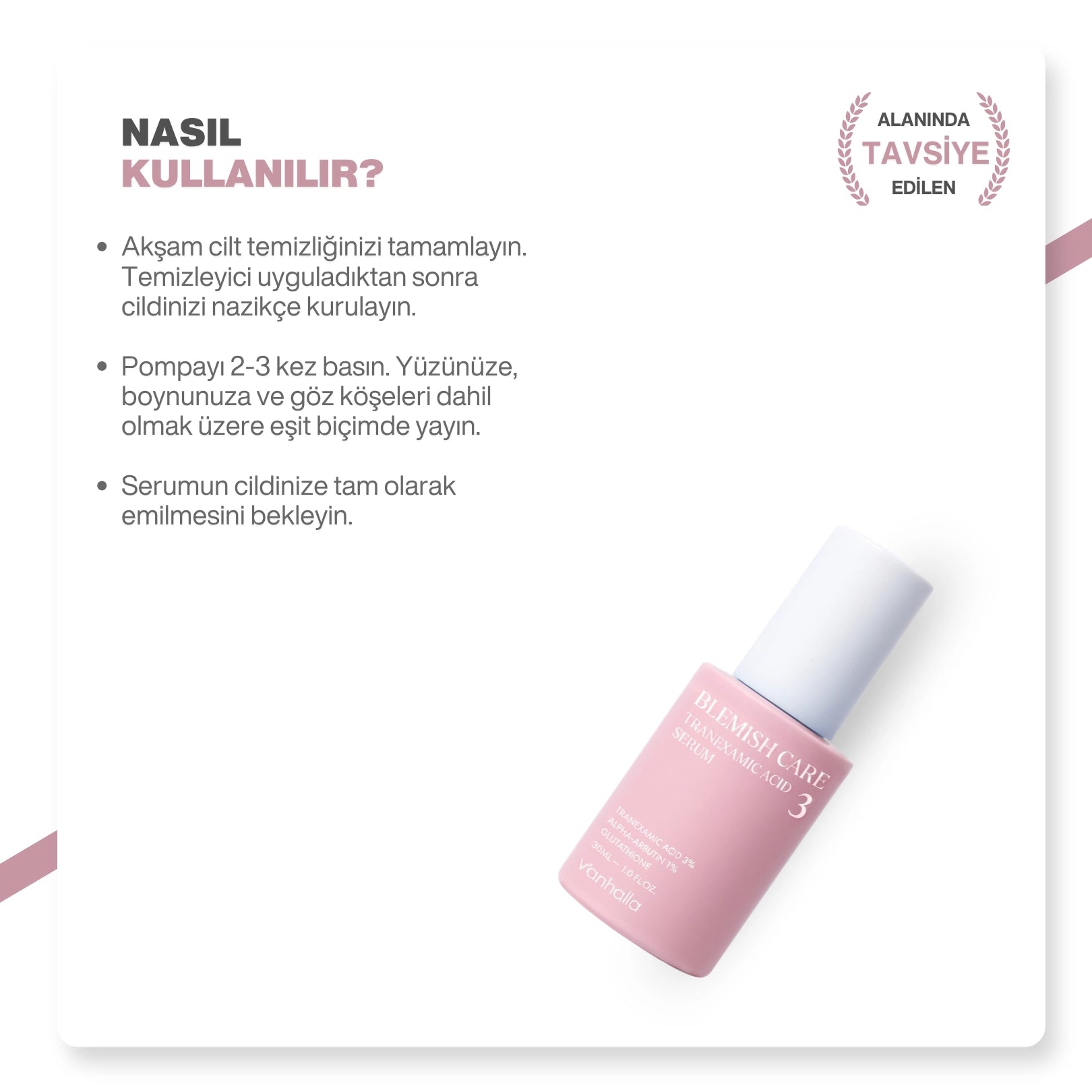 v'anhalla Koyu Leke Karşıtı | %3 Traneksamik Asit | Cilt Tonu Eşitleyici | Aydınlatıcı Serum 30ml