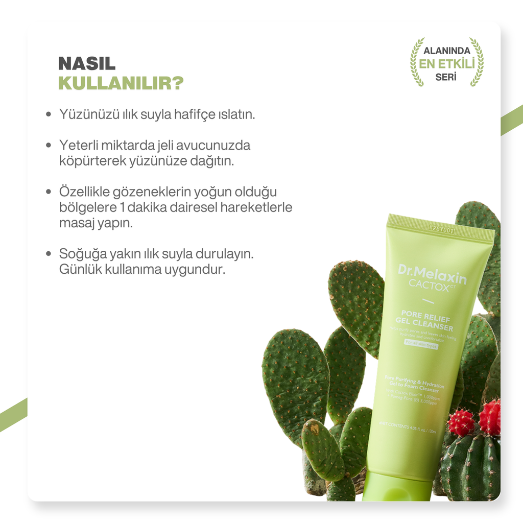 Cactox Gözenek Arındırıcı | Sıkılaştırıcı | Ferahlatıcı | Yüz Temizleme Jeli 120ml