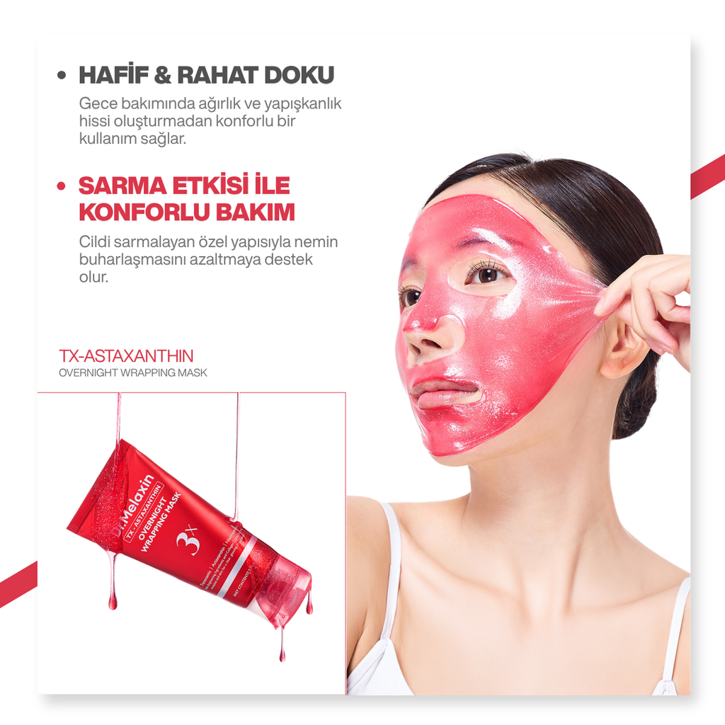 Dr.Melaxin Leke Karşıtı | Aydınlatıcı | Onarıcı| Astaxanthin içeren Soyulabilen Gece Maskesi | 80ml