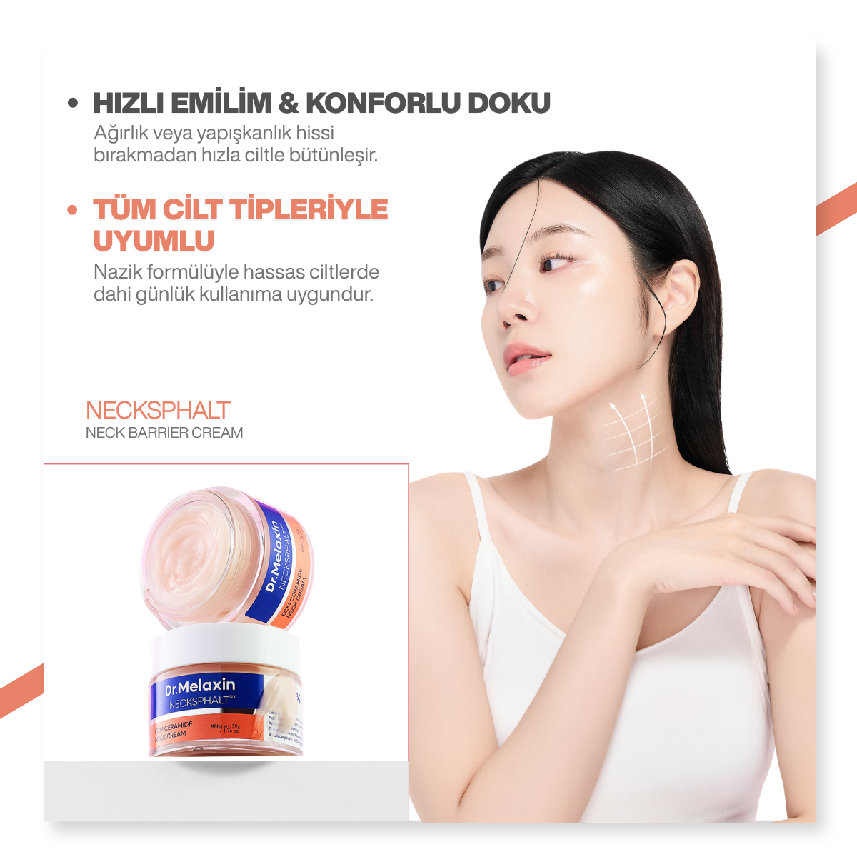 Dr.Melaxin Kırışıklık Karşıtı | Sıkılaştırıcı | Lifting Etkili | Bariyer Onarıcı Boyun Kremi 50 ml