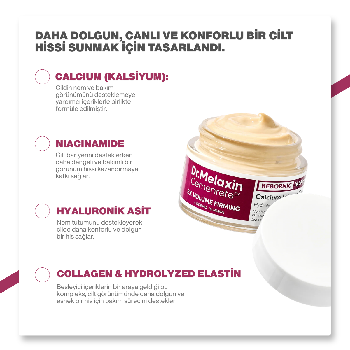 Dr.Melaxin Kırışıklık Karşıtı & Sıkılaştırıcı Rebornic Teknolojili Kalsiyum | Yüz & Göz Çevresi Kremi 50ml